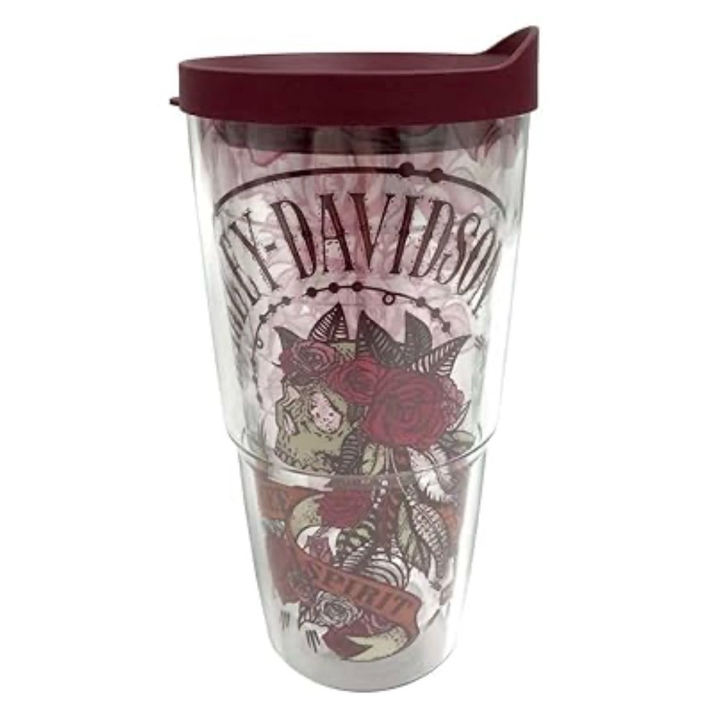 Harley Davidson Motorcycles Tumbler Travel Cup Mug Tervis Free Spirit Rose 24 Oz